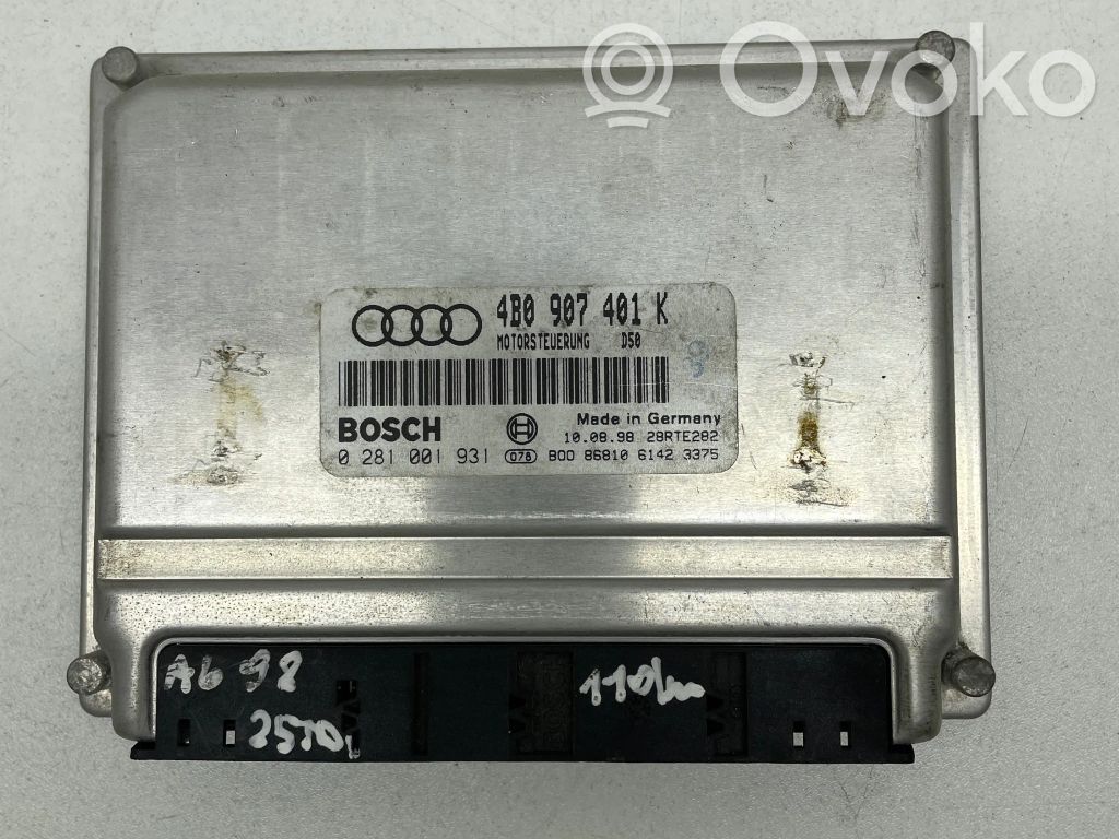 Engine control unit/module   4B0907401K,28RTE282,0281001931