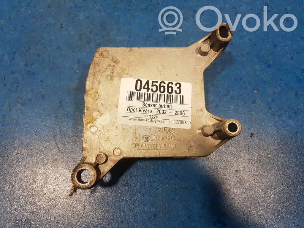 Opel Vivaro Capteur de collision / impact de déploiement d'airbag 