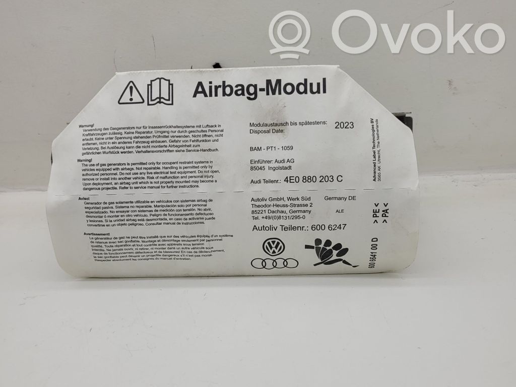 Audi A8 S8 D3 4E Pasažiera drošības spilvens 