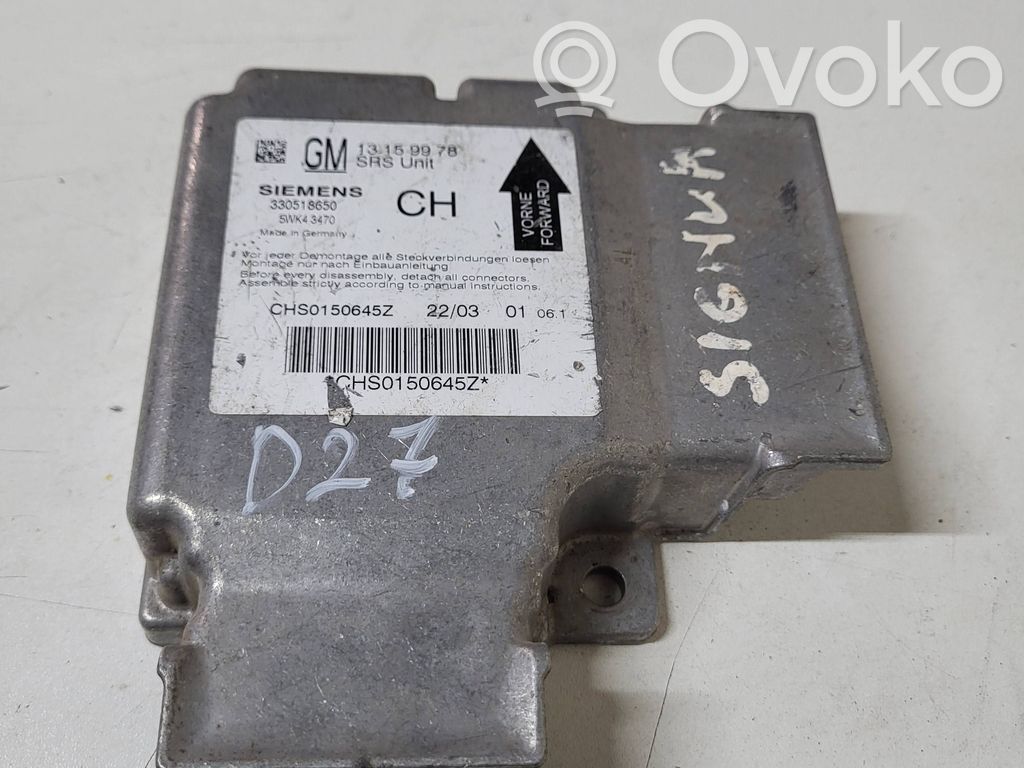 Opel Signum Airbag control unit/module 
