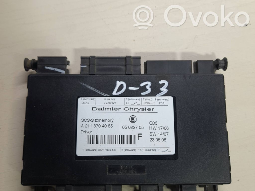Mercedes-Benz E W211 Module de commande de siège 
