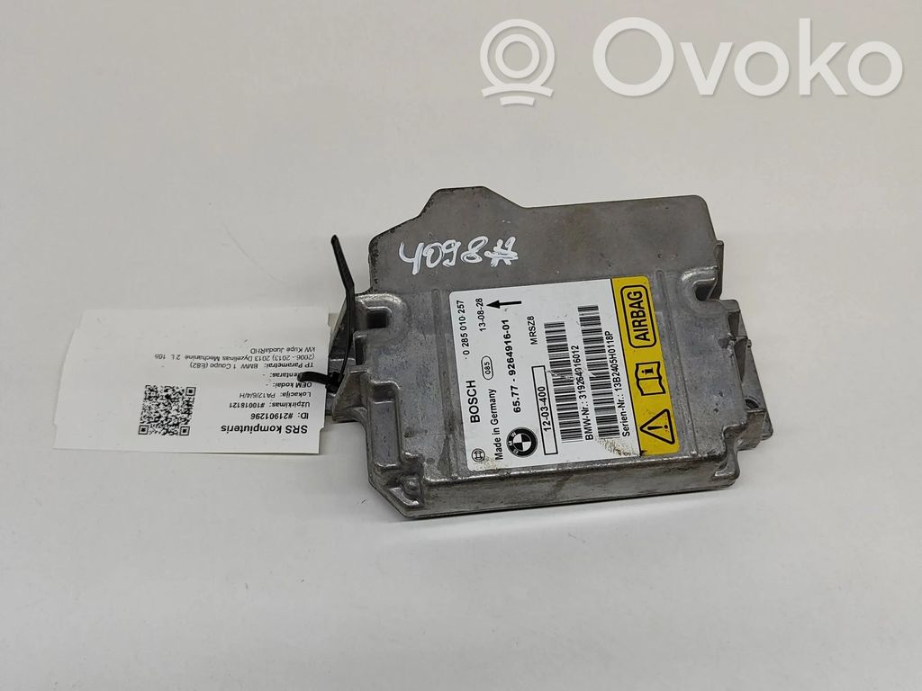 BMW 1 E81 E87 Unidad de control/módulo del Airbag 