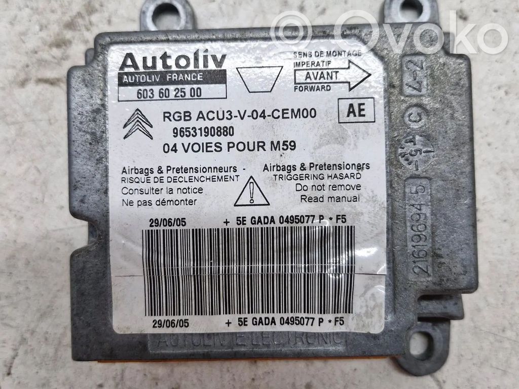 Airbag control unit/module   9653190880,603602500