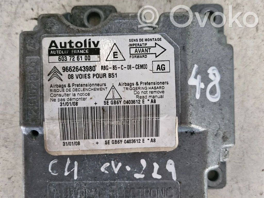 Airbag control unit/module   9662643980,603726100