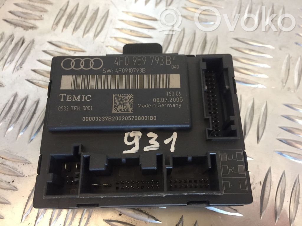 Audi A6 S6 C6 4F Door control unit/module 