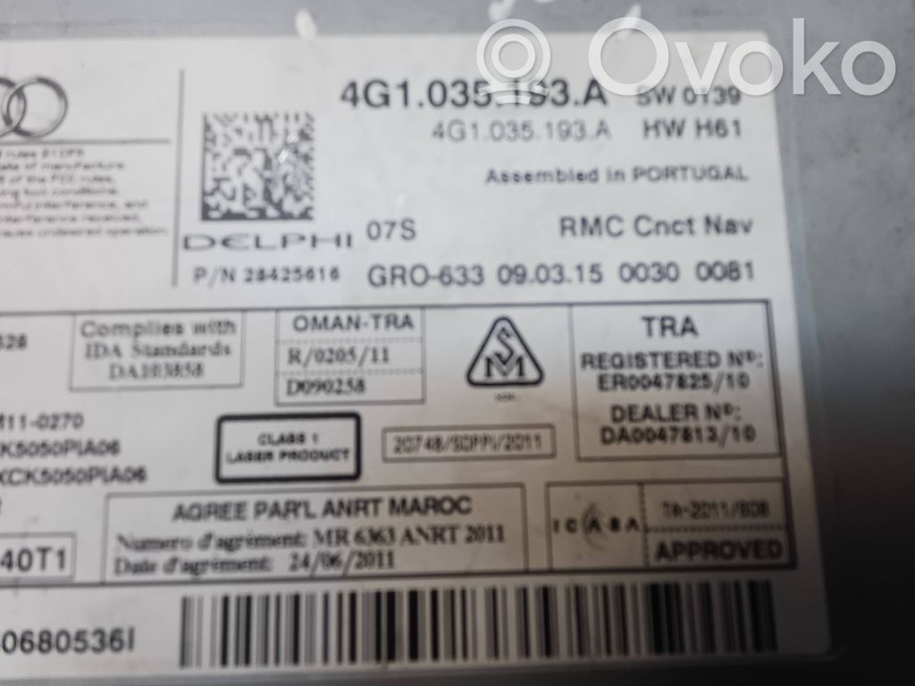 Audi A6 Allroad C7 Unidad delantera de radio/CD/DVD/GPS 