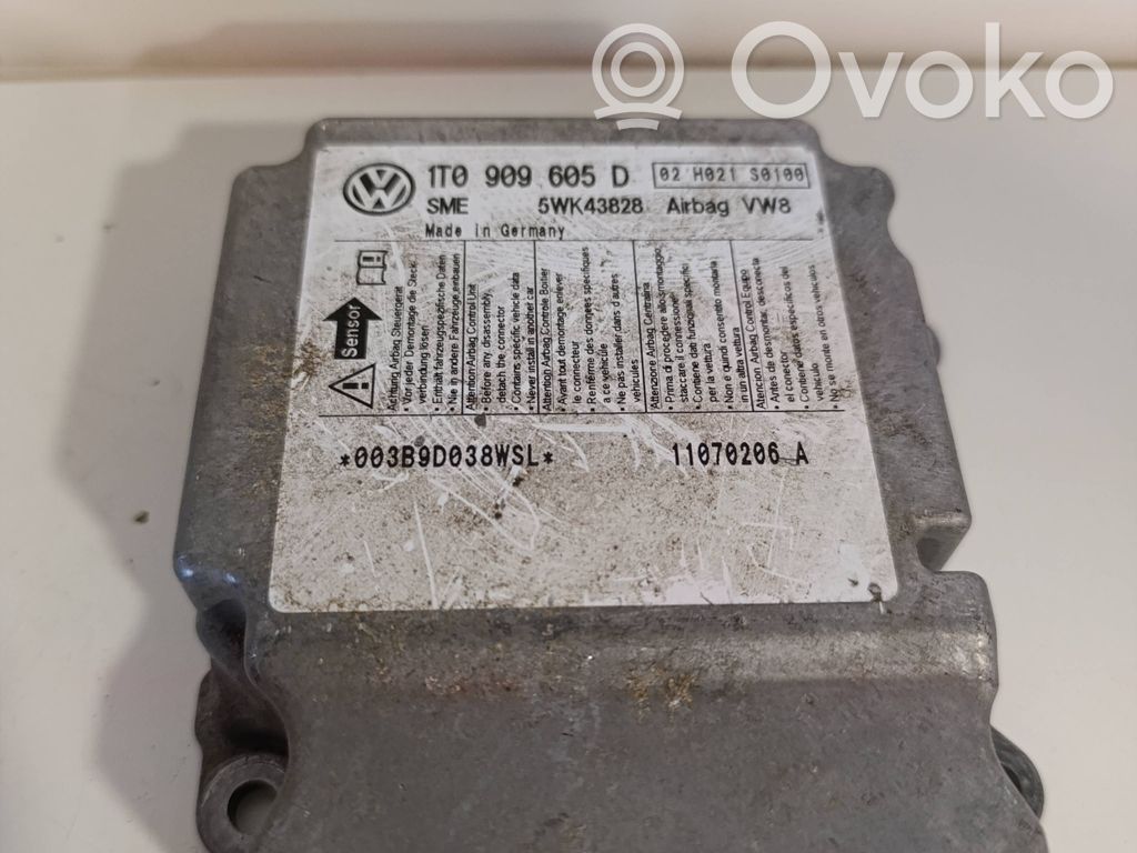 Sterownik / Moduł Airbag   1T0909605D,11070206A,5WK43828,003B9D038WS3,02H021S0100