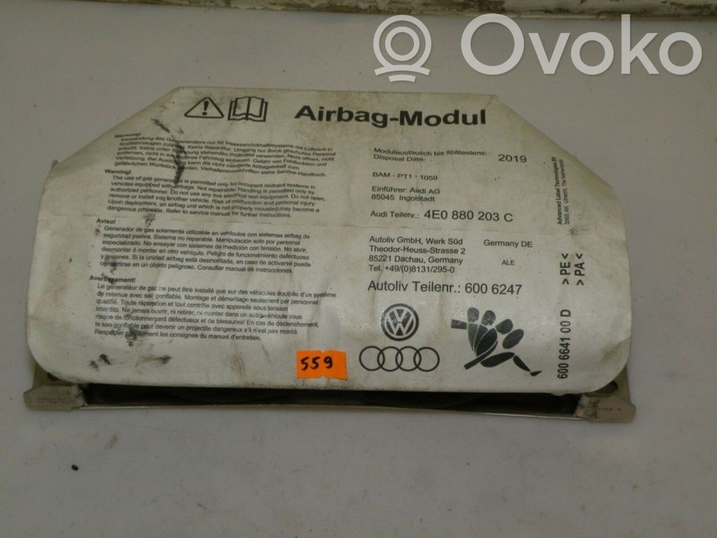 Airbag del pasajero   4E0880203C,6006247,600664100D