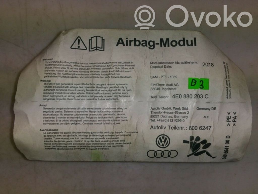 Audi A8 S8 D3 4E Airbag del pasajero 