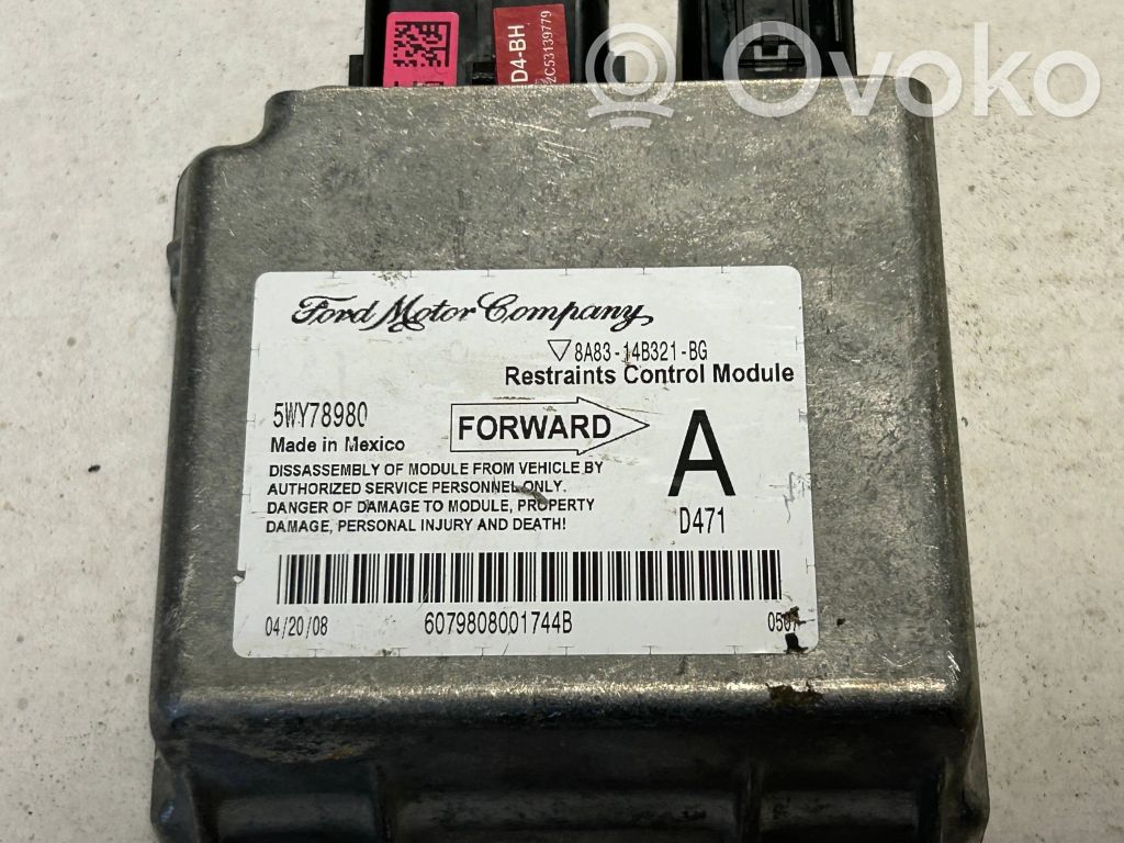 Unidad de control/módulo del Airbag   8A8314B321BG,5WY78980,6079808001744B