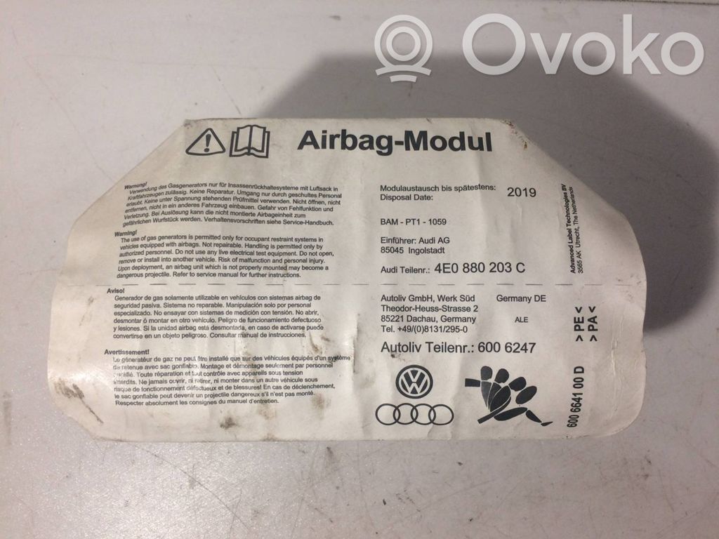 Audi A8 S8 D3 4E Pasažiera drošības spilvens 