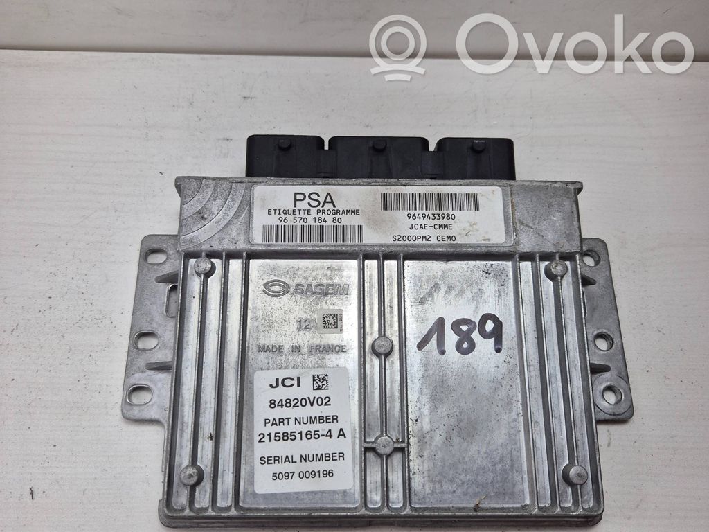 Unidad de control/módulo del motor   9657018480,9649433980,84820V02,215851654A