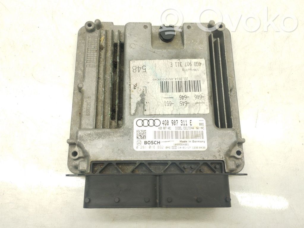 Engine control unit/module ECU   4G0907311E,4G0907401,0281018892