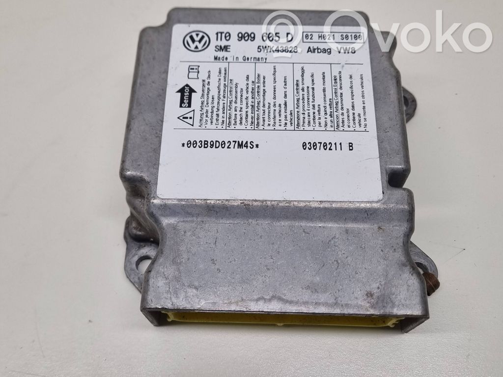 Sterownik / Moduł Airbag   1T0909605D,02H021S0100,003B9D027M4S,5WK43828