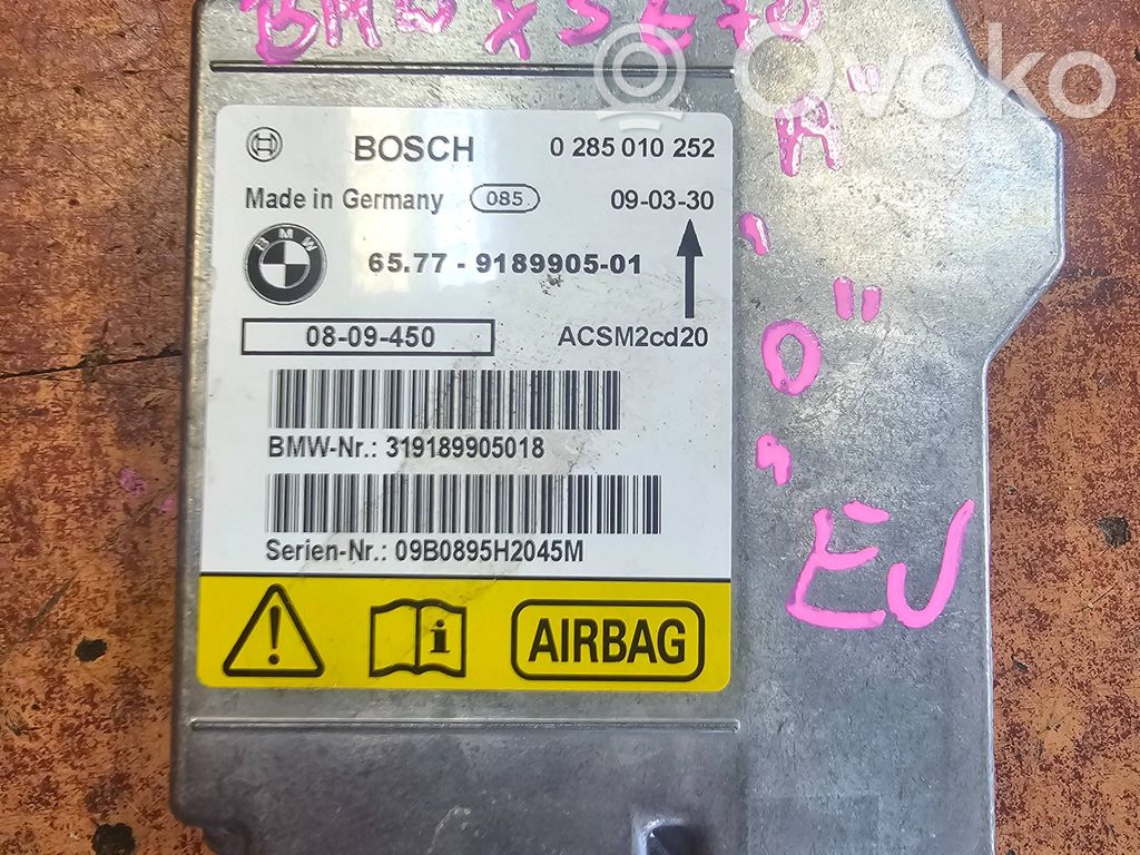 Airbag control unit/module   0285010252,319189905018,ACSM2CV20,9189905